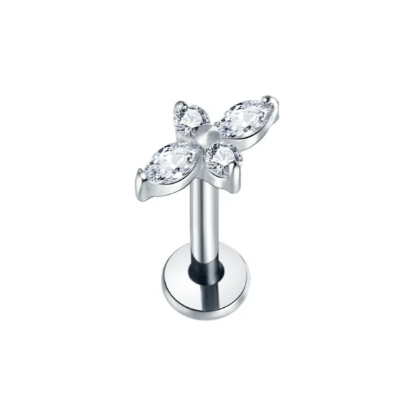 Piercing Labret Floral Argent