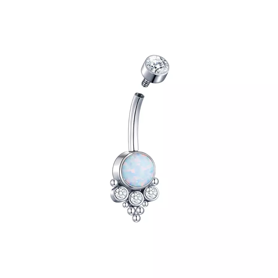 Piercing Nombril White Opal