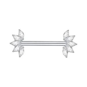 Piercing Téton Floral Argent