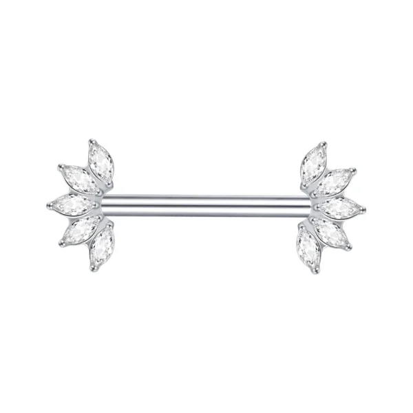 Piercing Téton Floral Argent