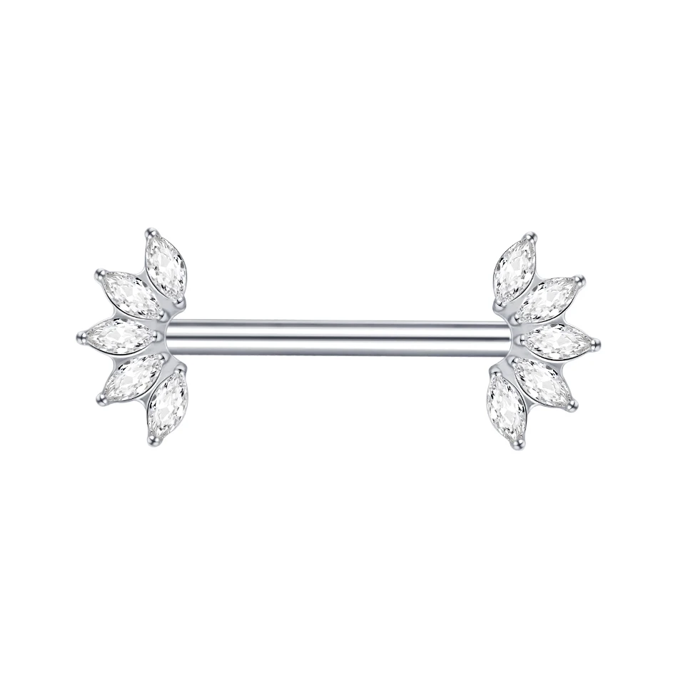 Piercing Téton Floral Argent